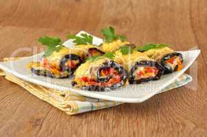 Eggplant rolls stuffed with cheese