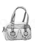 gray and white woman's handbag