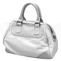 gray and white female bag