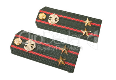 Shoulder straps of russian army on white background