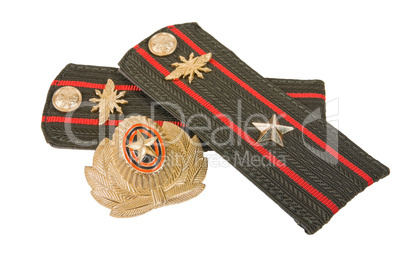 Shoulder straps of russian army on white background