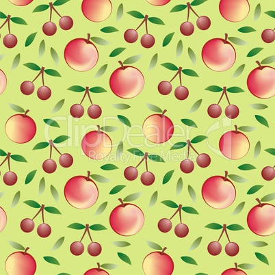 apple and cherry - seamless pattern and abstract nature background