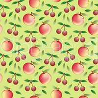 apple and cherry - seamless pattern and abstract nature background