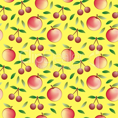 apple and cherry - seamless pattern and abstract nature background