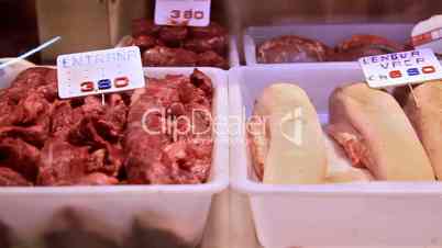 Products of meat market. Productos de carniceria