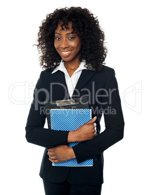 Smiling confident female executive