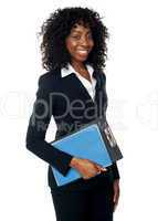 Black woman holding clipboard