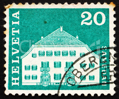 Postage stamp Switzerland 1968 Planta House, Samedan, Switzerlan
