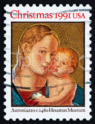 Postage stamp USA 1991 Madonna and Child by Antoniazzo Romano