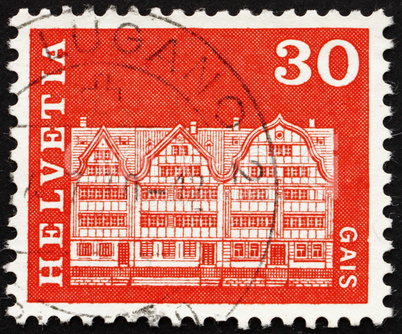 Postage stamp Switzerland 1968 Gabled Houses, Gais, Switzerland