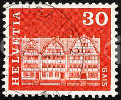 Postage stamp Switzerland 1968 Gabled Houses, Gais, Switzerland