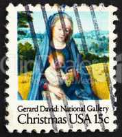 Postage stamp USA 1966 Virgin and Child, Detail from Painting by