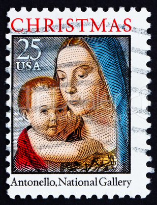 Postage stamp USA 1990 Madonna and Child by Antonello da Mesina