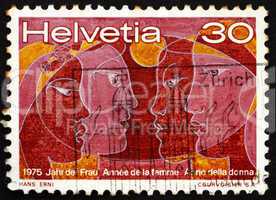 Postage stamp Switzerland 1975 Women of Four Races, Internationa