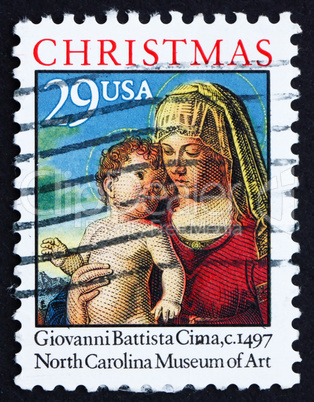 Postage stamp USA 1993 Madonna and Child by Giovanni Battista Ci