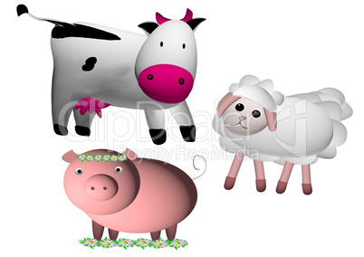 cow,sheep and pig