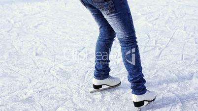 Legs Teenage Girl On Skating Rink