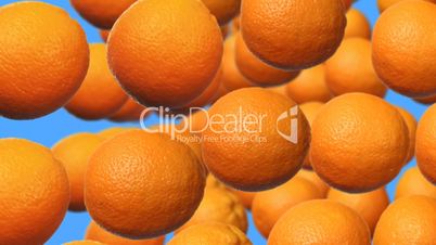 Oranges rotating in rows with alpha channel