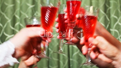 Hands People Clinking Crystal Glasses With Wine