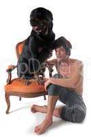 rottweiler and man