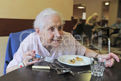 senior woman eating