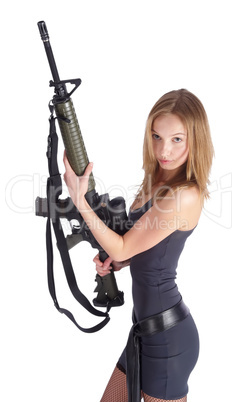 Pretty woman with rifle