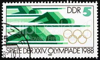 Postage stamp GDR 1988 Swimming