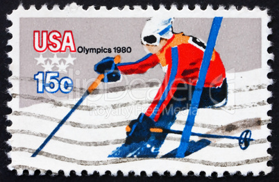 Postage stamp USA 1980 Downhill Skiing