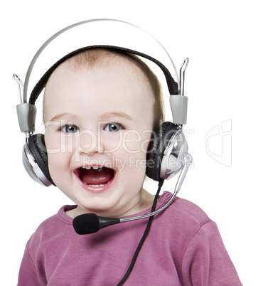 young child with headset