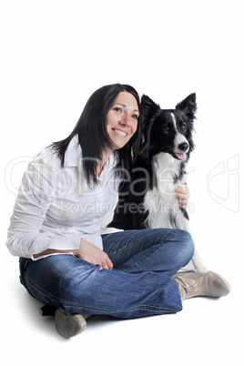 border collie and woman