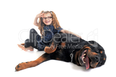 rottweiler and child