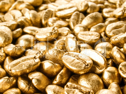 Coffee gold closeup background.