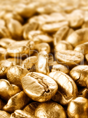 Coffee gold closeup background.