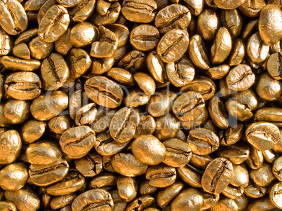 Coffee gold closeup background.