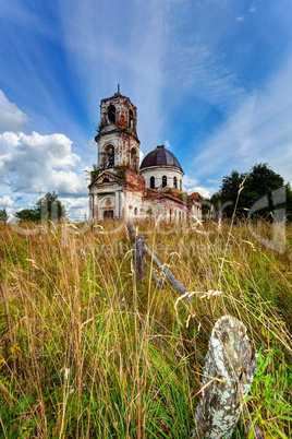 Old deserted church in Novgorod region, Russia