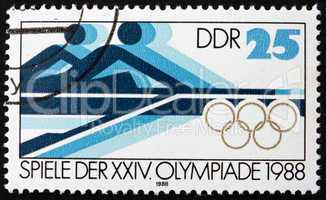 Postage stamp GDR 1988 Rowing