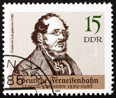 Postage stamp GDR 1989 Friedrich List