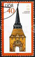 Postage stamp GDR 1984 Stone Gate, Rostock