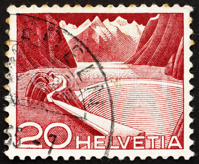 Postage stamp Switzerland 1949 Reservoir, Grimsel, Switzerland