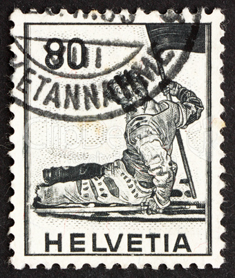 Postage stamp Switzerland 1958 Dying Warrior