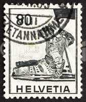 Postage stamp Switzerland 1958 Dying Warrior
