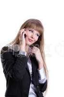 Pretty business woman talking on cell phone