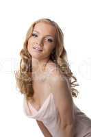 Pretty blonde young woman in dress