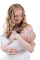 Happy young woman with baby