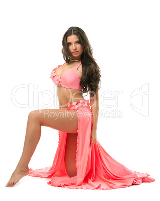 Beautiful oriental dancer in pink costume
