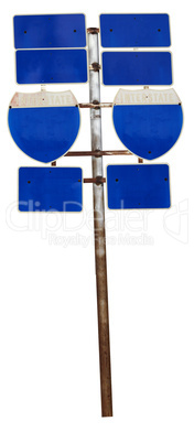 Blank blue interstate road signs