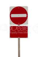 blank Wrong way red sign isolated on white