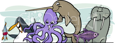 Cartoon sea life animals design