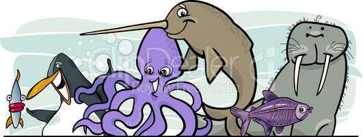 Cartoon sea life animals design