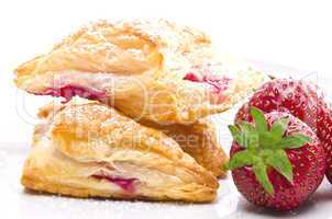 puff pastry pockets with strawberry filling